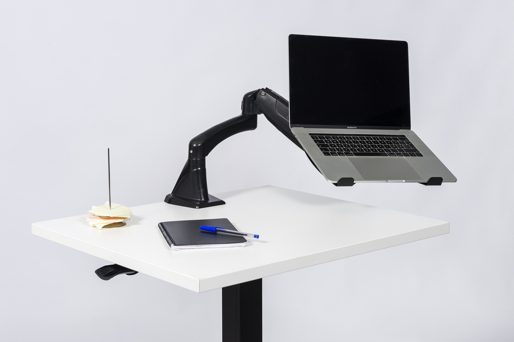 Laptop stand for adjustable monitor arm